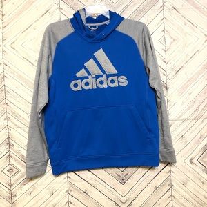 Adidas mens L gray raglan hoodie, no drawstring
